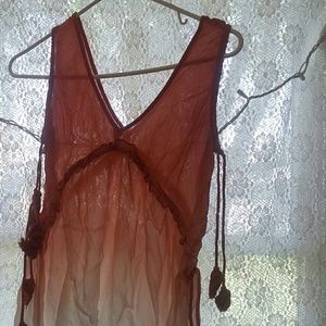 Pink and White Ombre Deep Plunge Tank Top